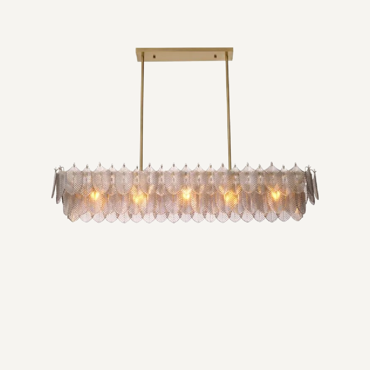 Lustre rectangulaire doré en verre fumé