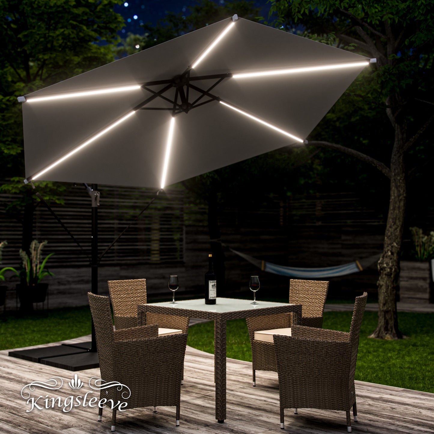 Parasol en aluminium anthracite 350 cm Mali avec LED UV 80+