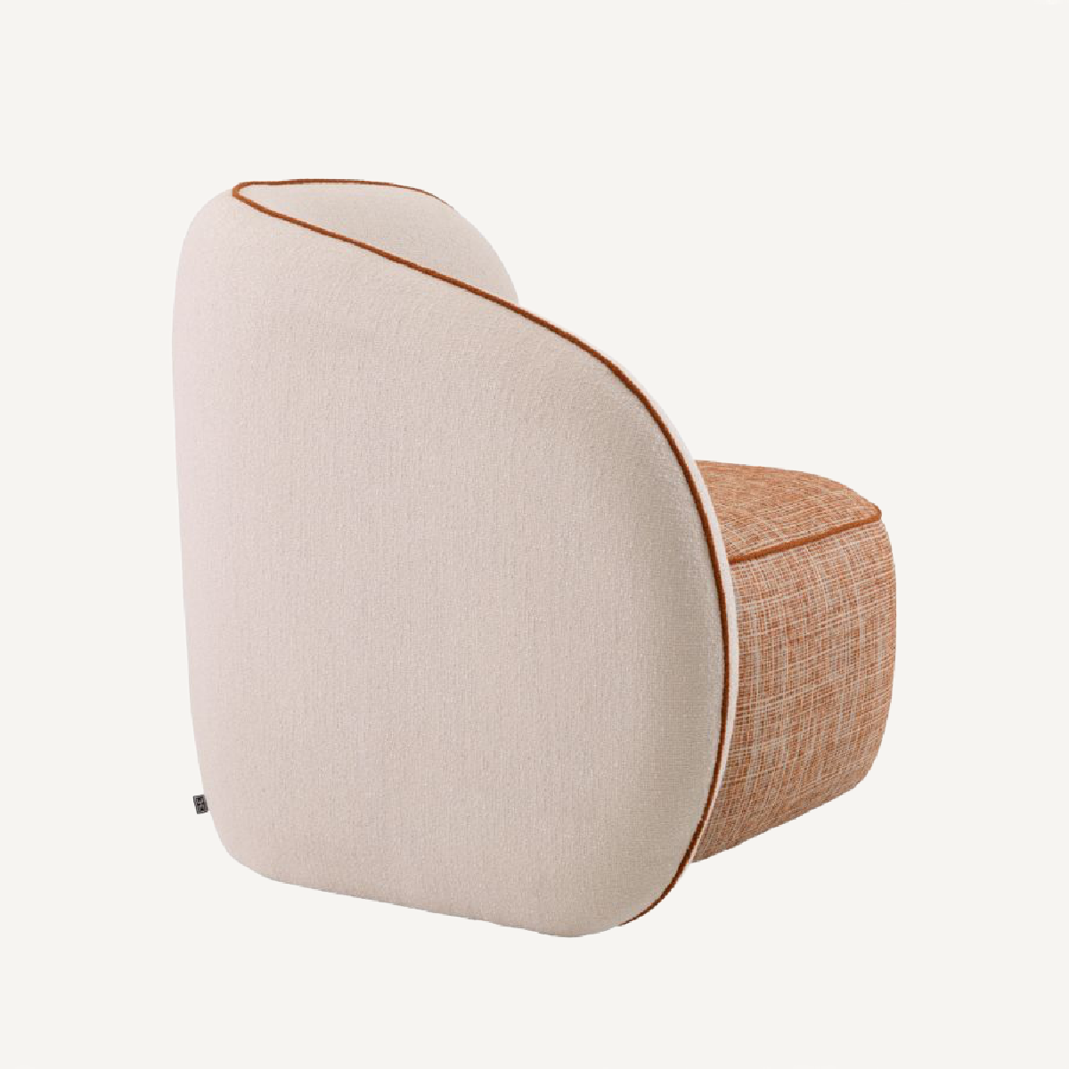 Fauteuil en tissu blanc et orange Marino G