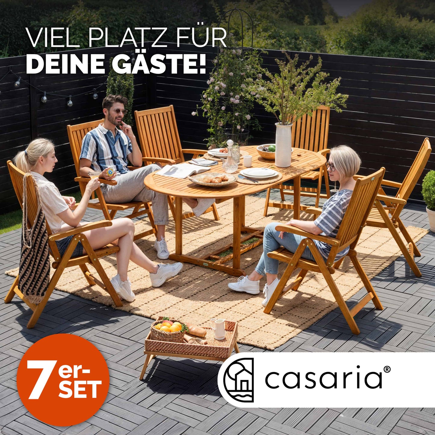 Ensemble de jardin en bois d'eucalyptus 6+1 FSC