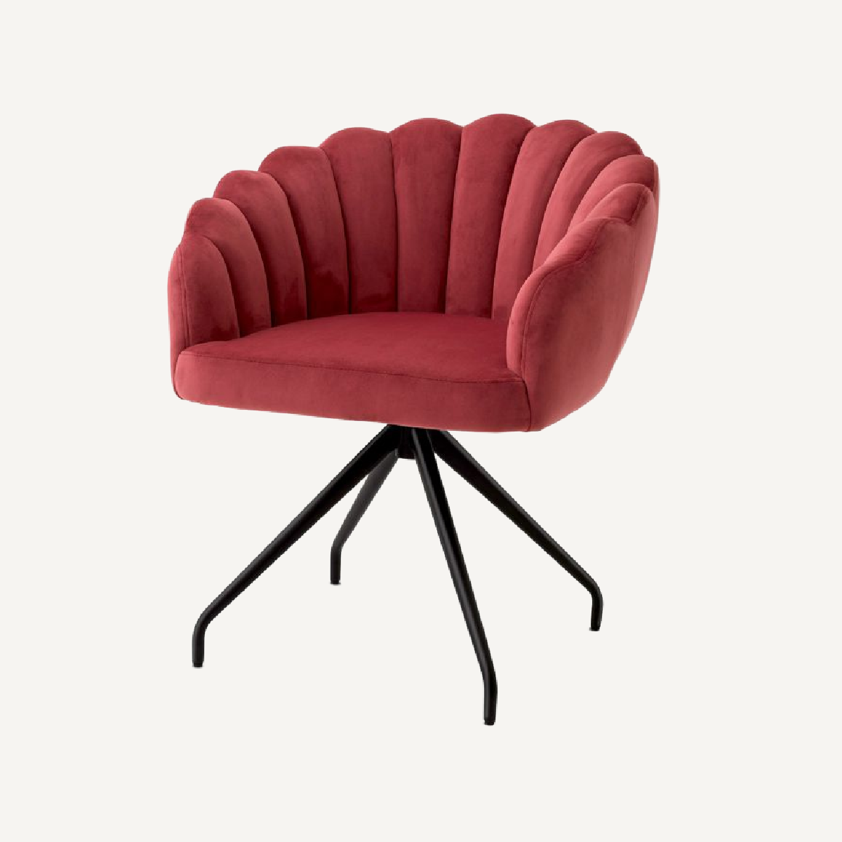 Chaise de salle à manger pivotante en velours rouge