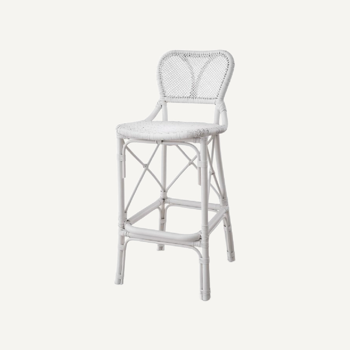 Chaise de bar blanche en rotin