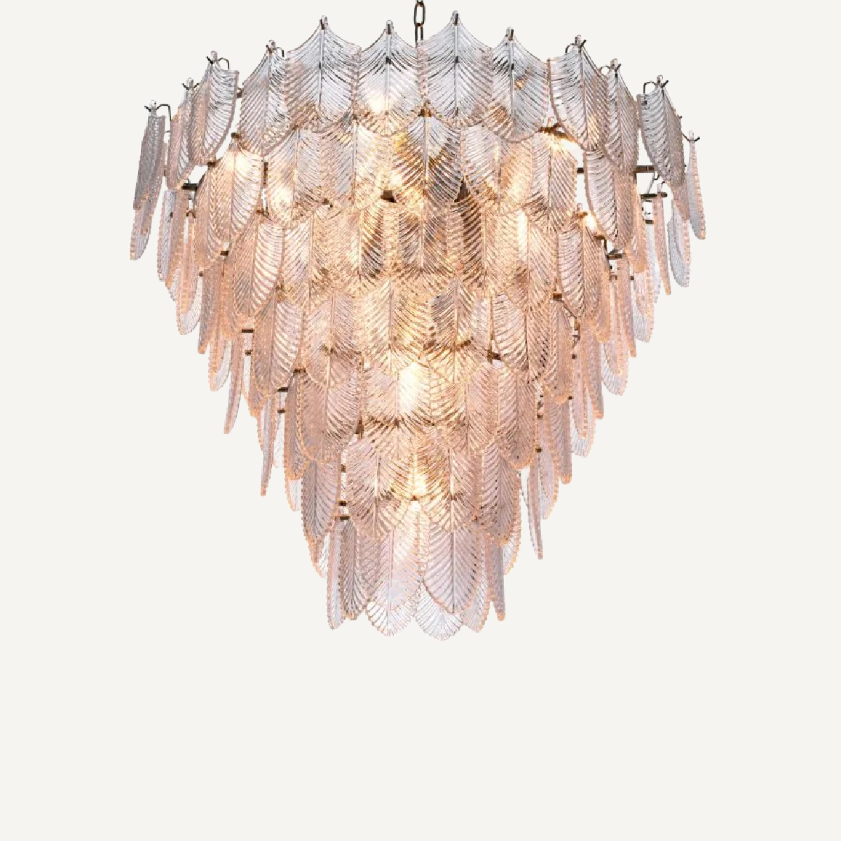 Lustre nickelé en verre transparent L