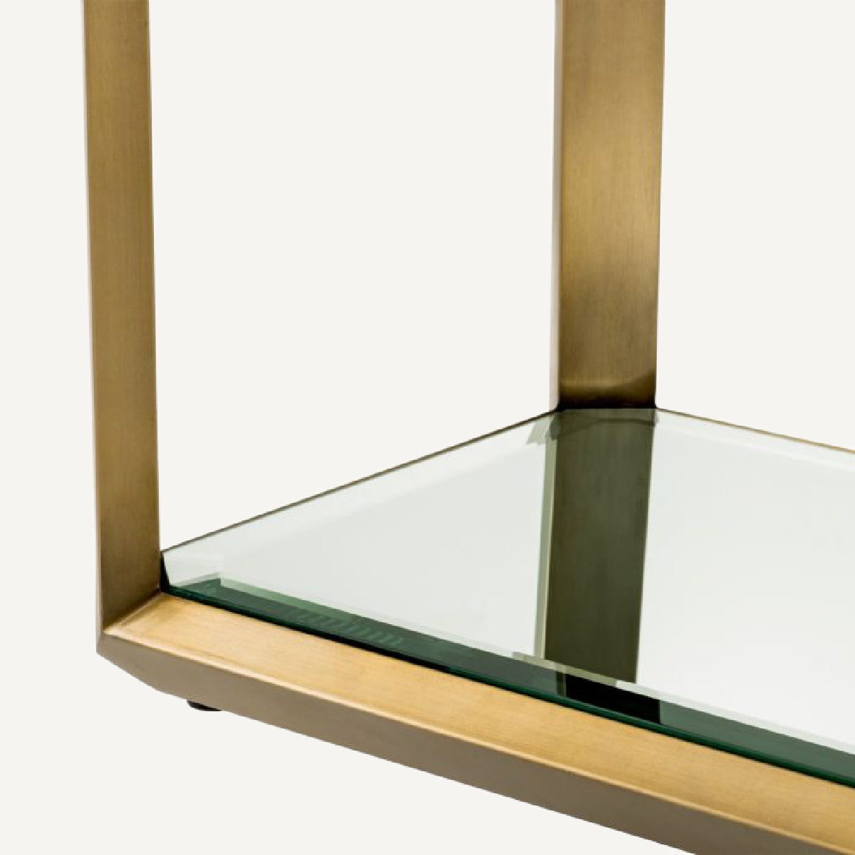 Console dorée en verre fumé