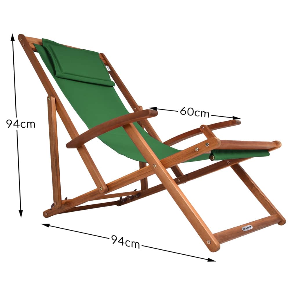 Transat pliable en bois d'acacia vert pour jardin