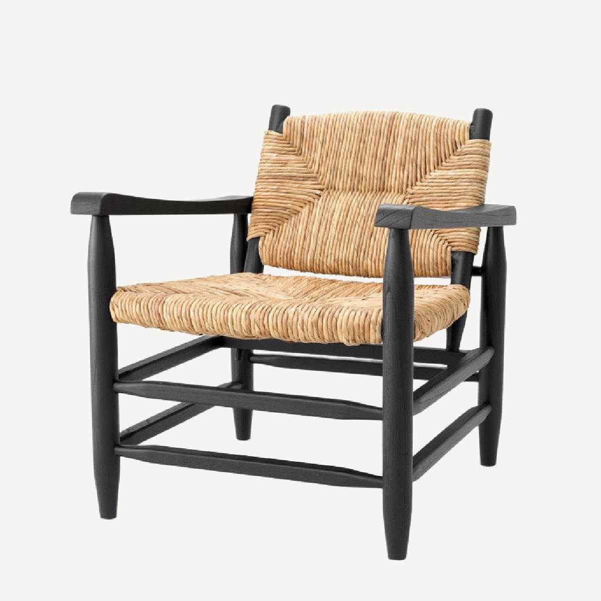 Fauteuil noir en jonc de mer