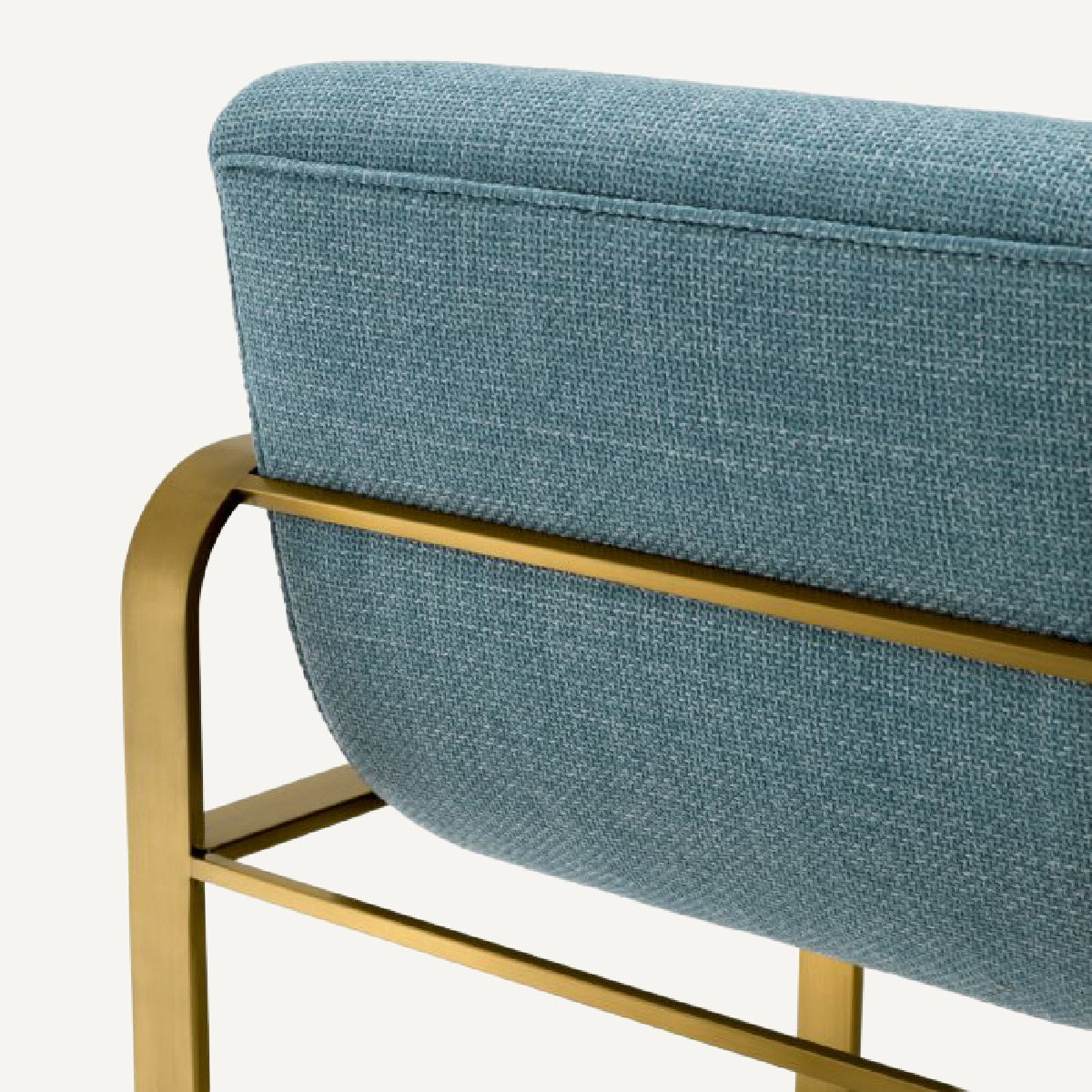 Chaise de comptoir dorée en tissu bleu