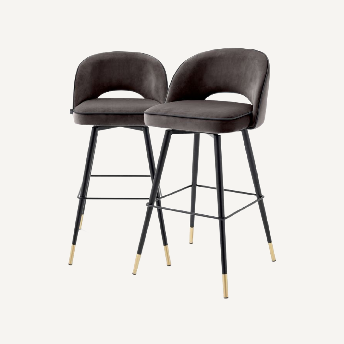 Chaise de bar en velours gris (lot de 2)