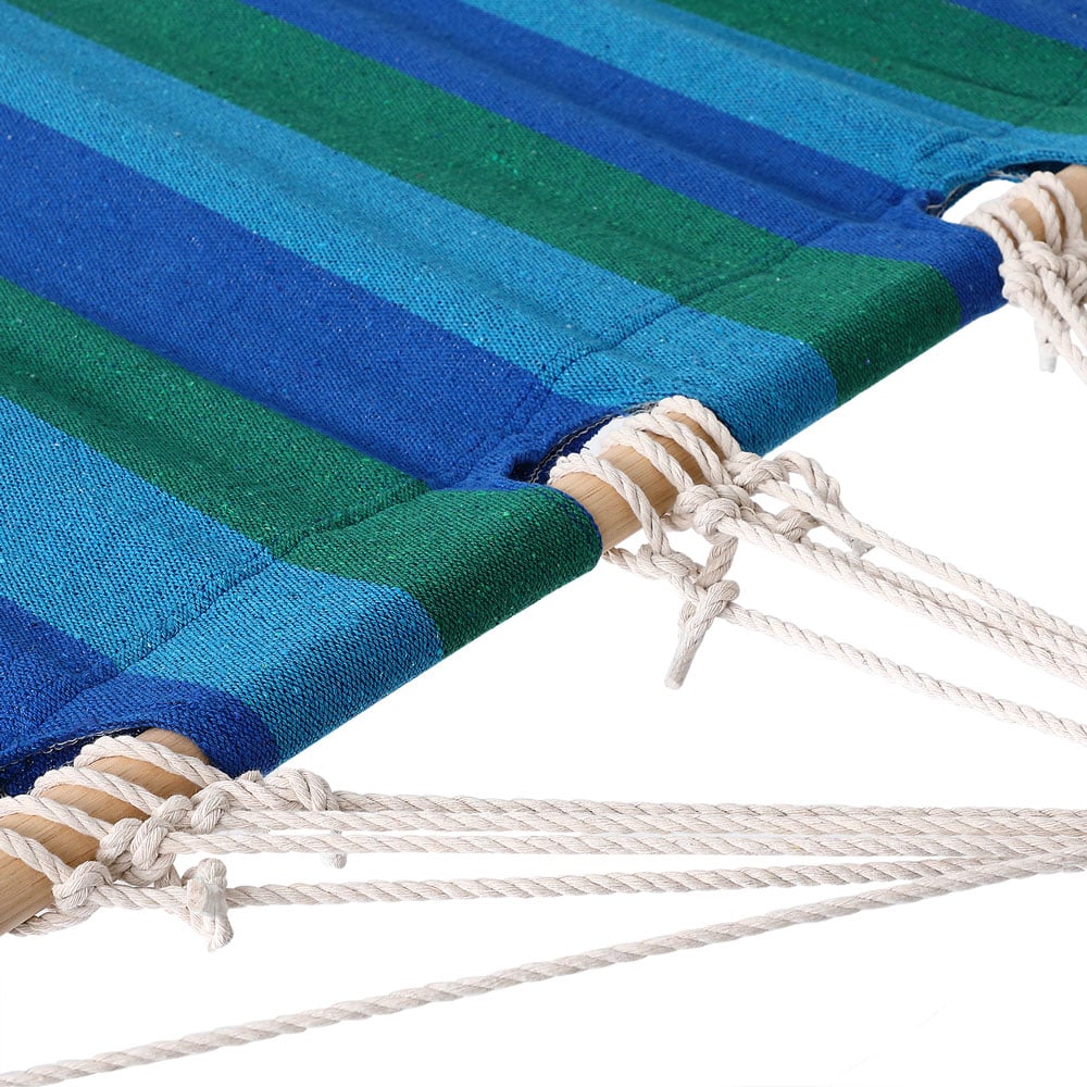 Hamac rayé bleu 200x80cm avec support en métal