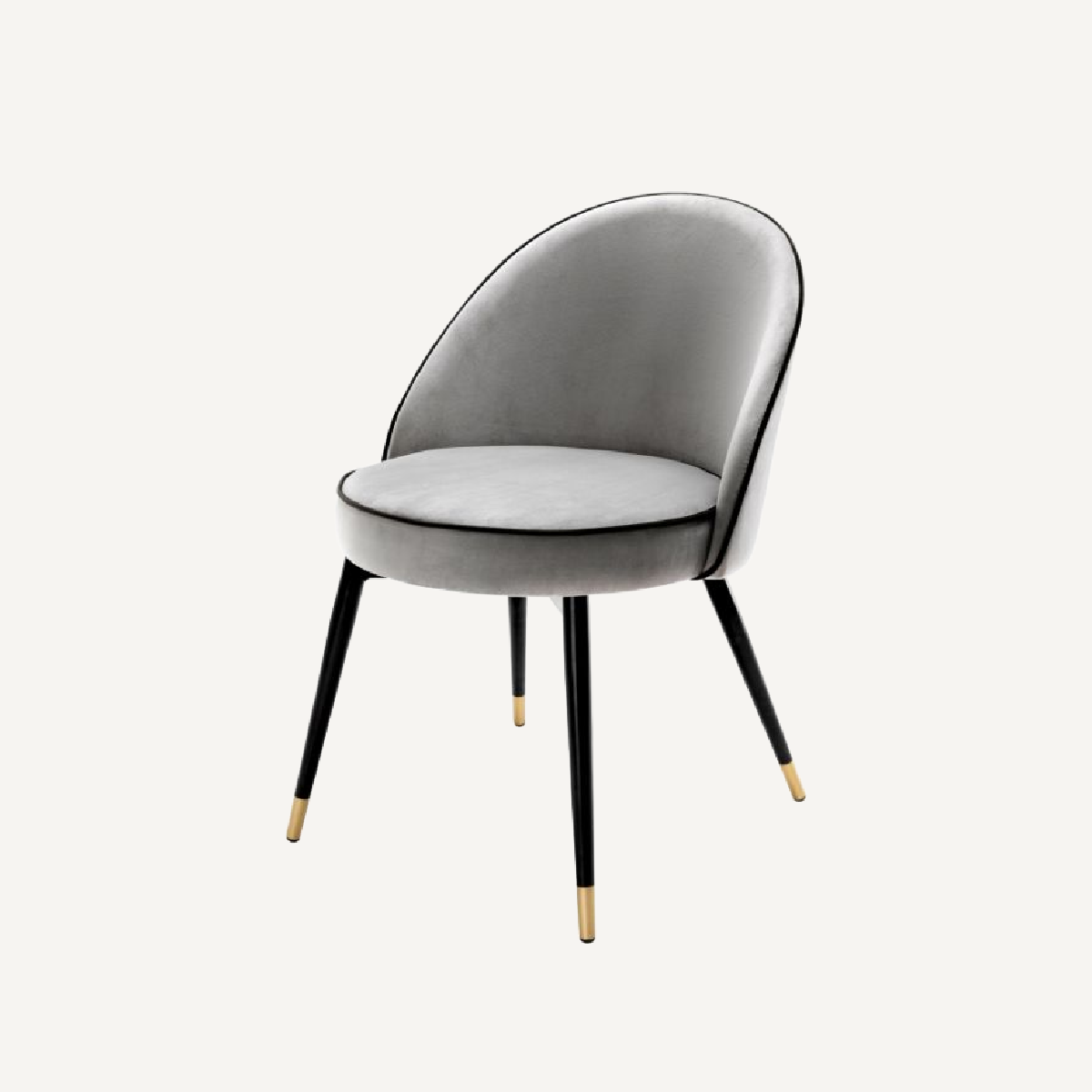 Chaise de salle à manger en velours gris clair (lot de 2)