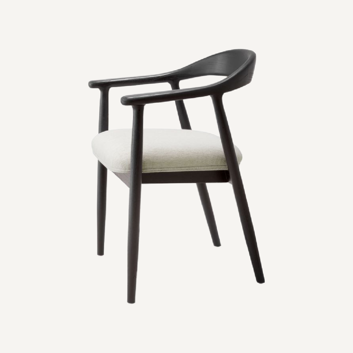 Chaise de salle à manger noire en tissu crème