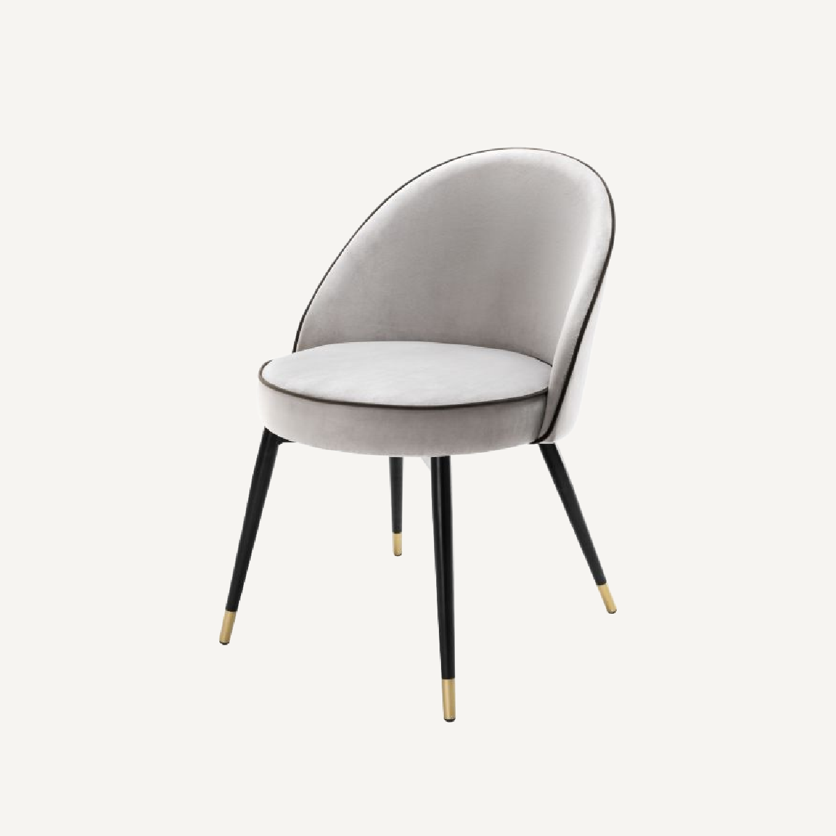 Chaise de salle à manger en velours gris clair (lot de 2)