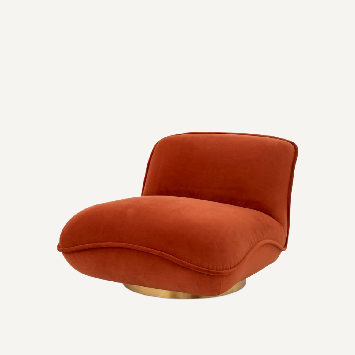 Fauteuil pivotant en velours orange