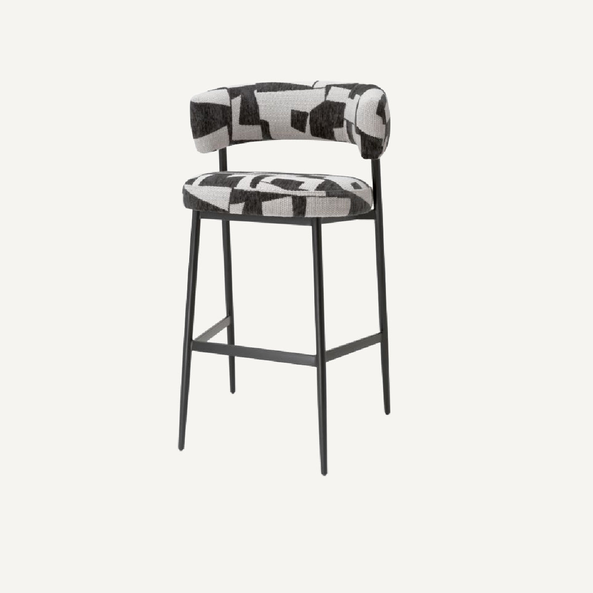 Chaise de bar en tissu noir et blanc