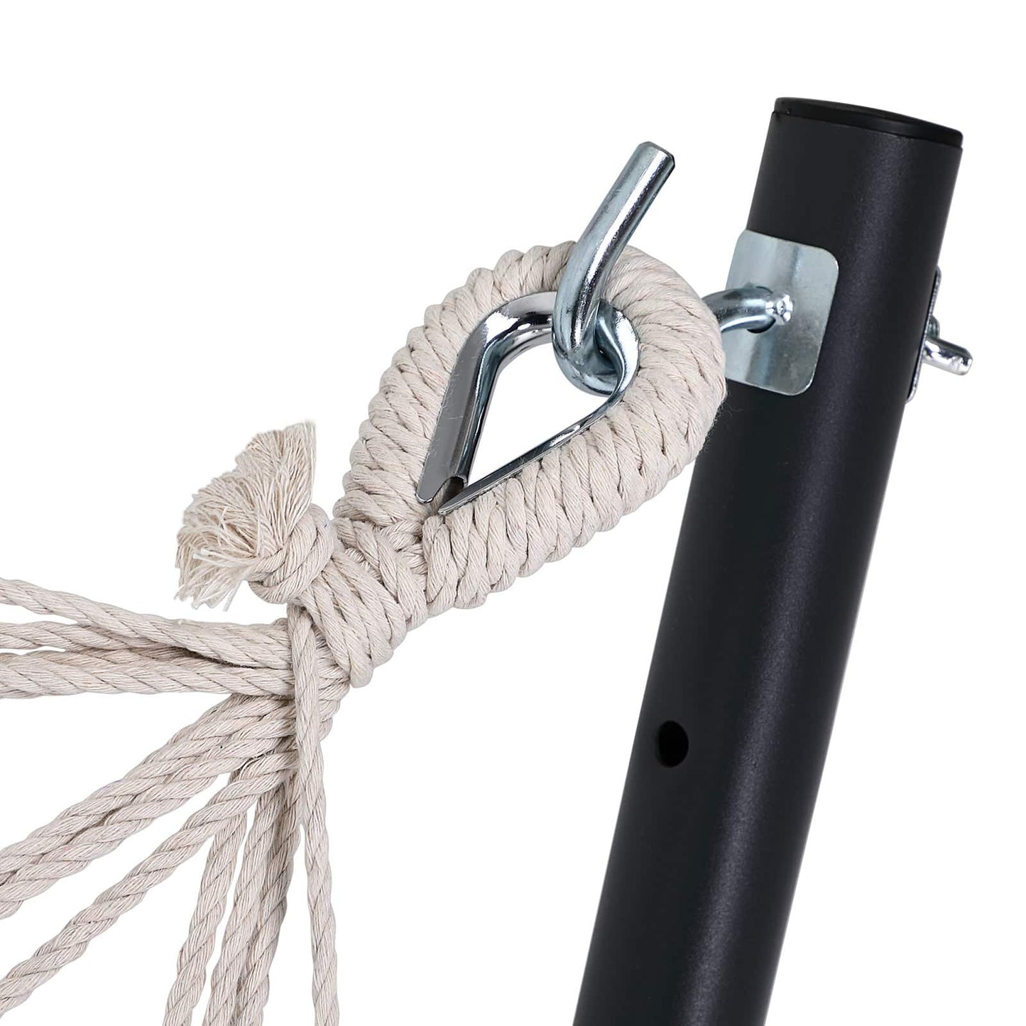 Hamac rayé bleu 200x80cm avec support en métal