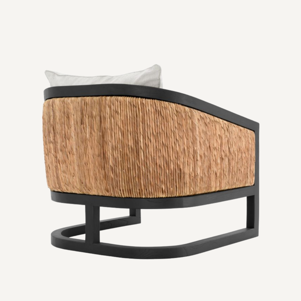 Fauteuil en rotin et tissu crème