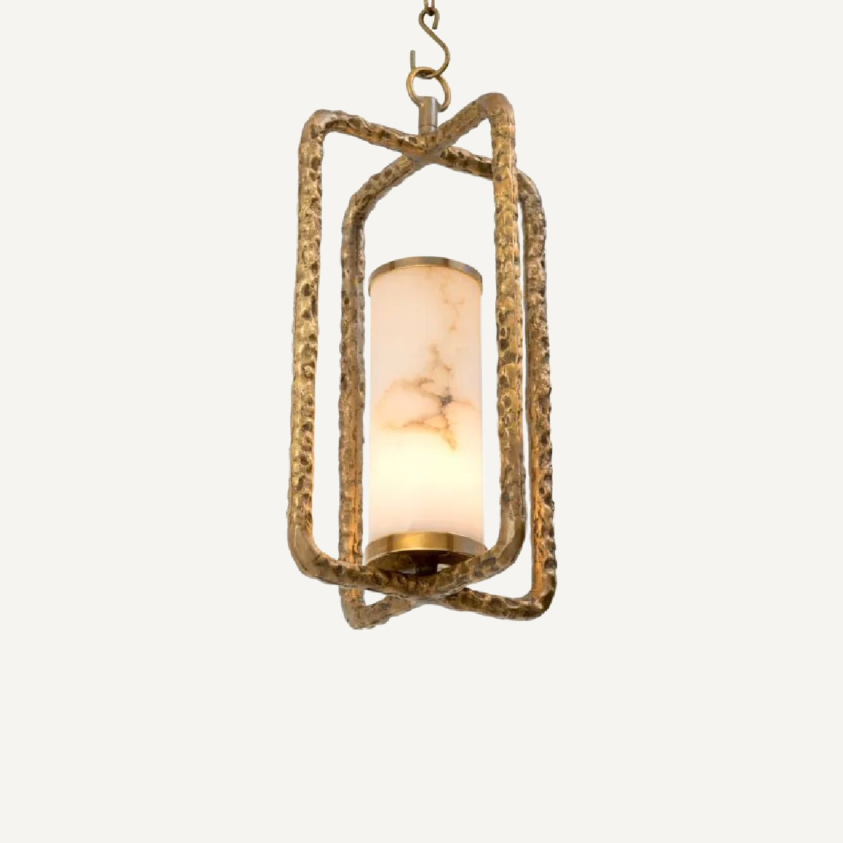 Lustre en laiton martelé et albâtre Lorenzo