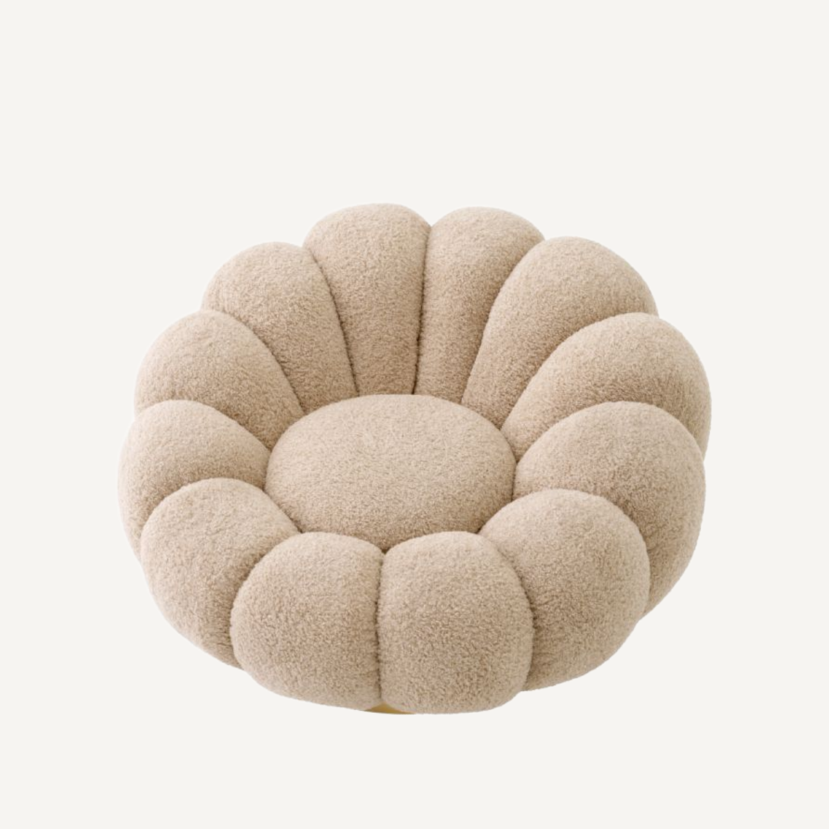 Fauteuil pivotant en tissu molletonné sable