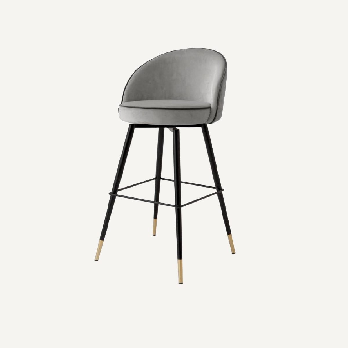 Chaise de bar en velours gris clair (lot de 2)