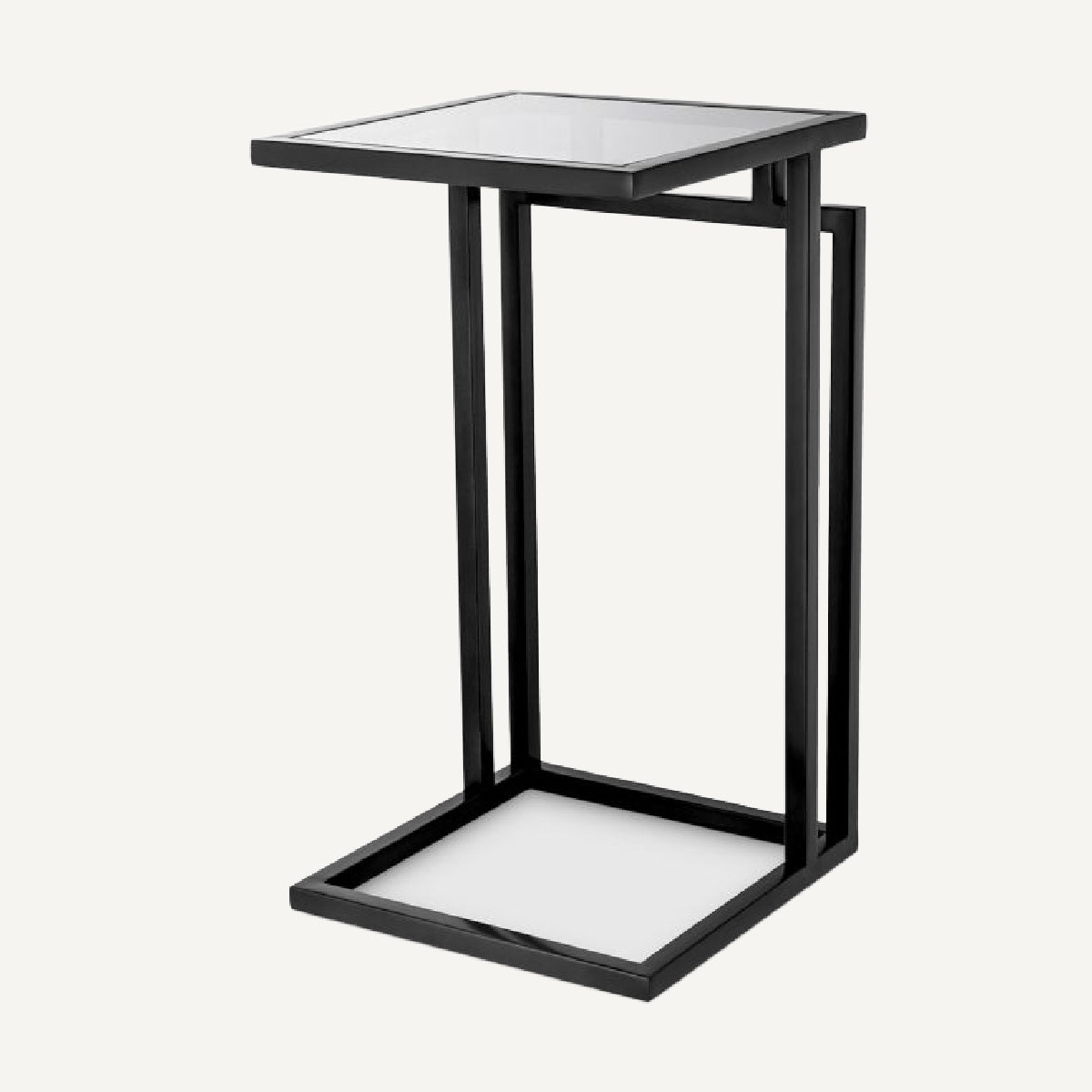 Table d'appoint en bronze et verre fumé
