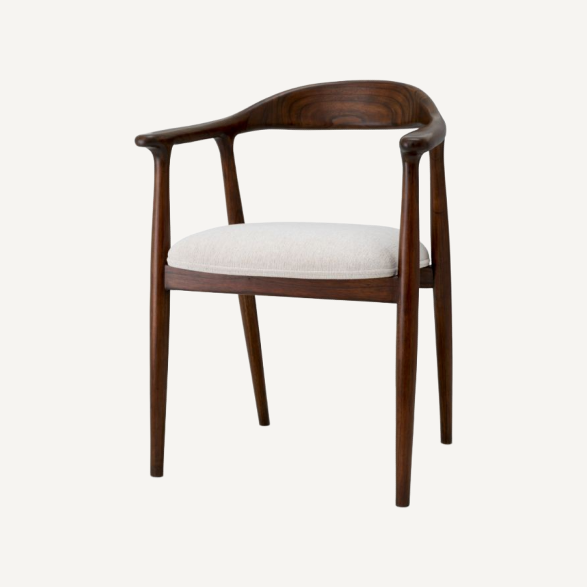 Chaise de salle à manger marron en tissu crème
