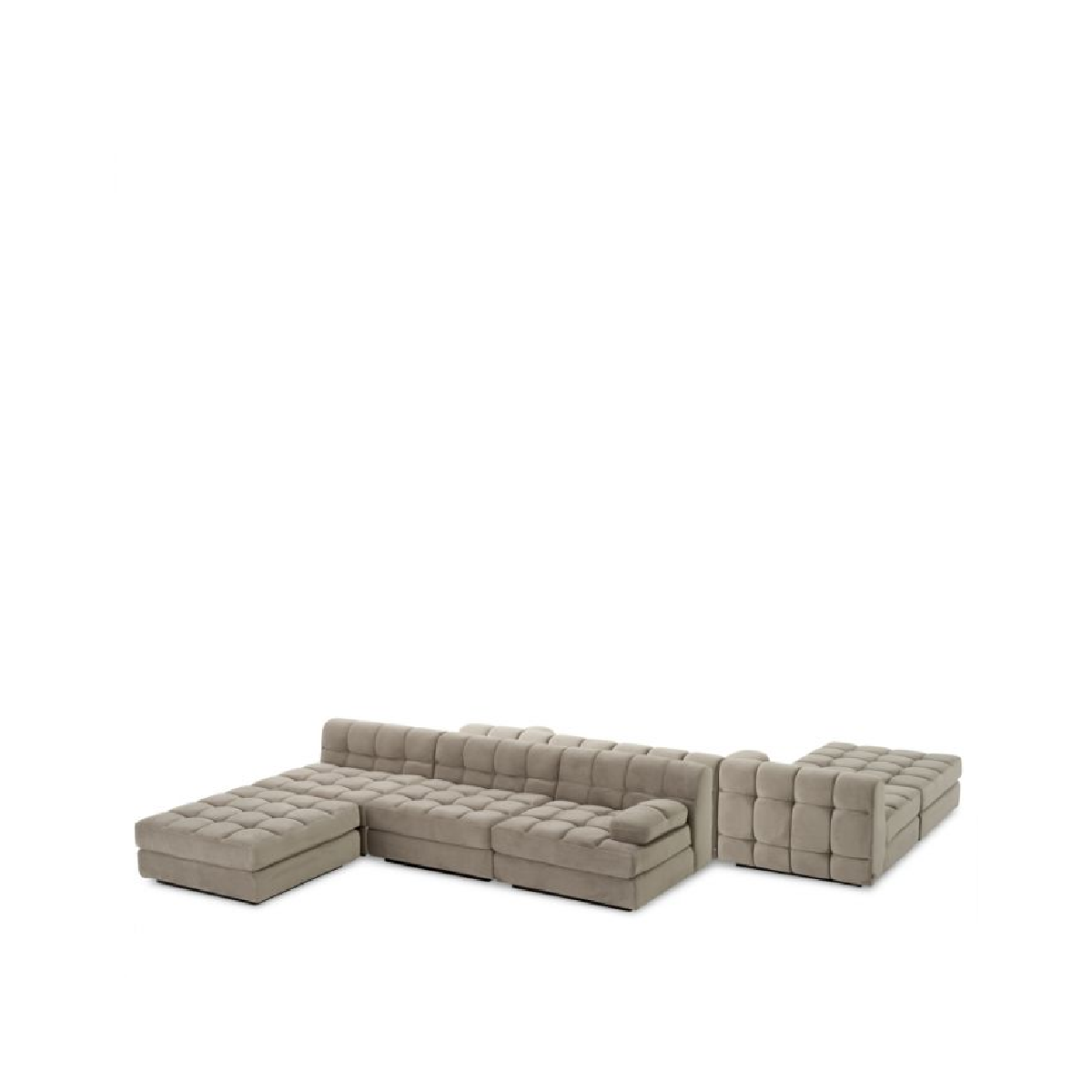 Pouf modulable en velours greige