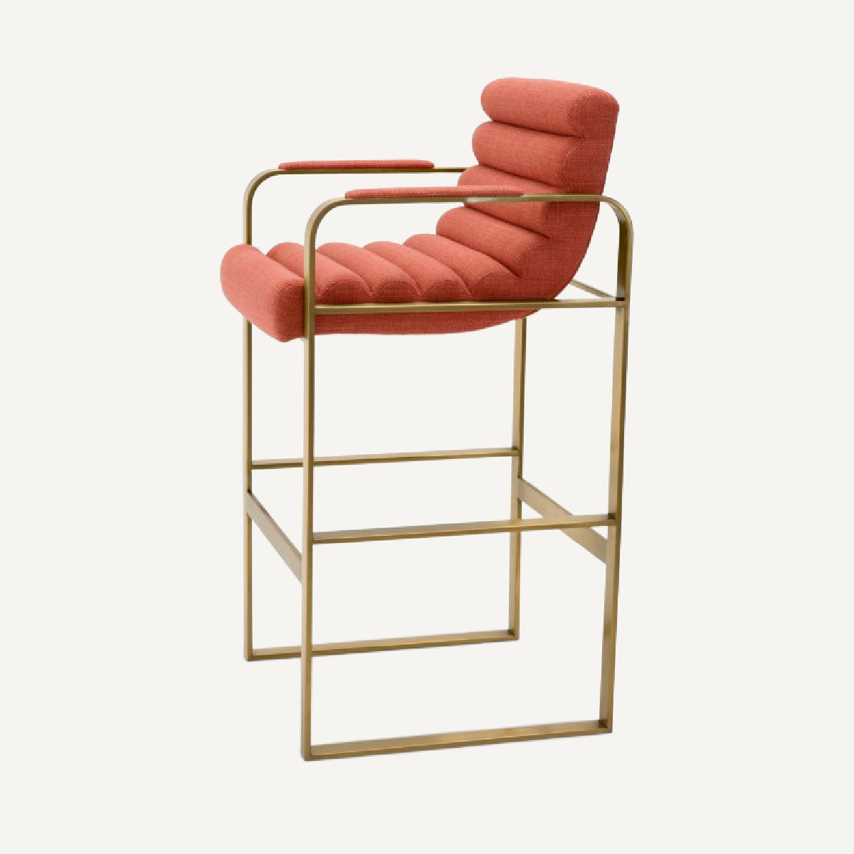 Chaise de bar dorée en tissu orange