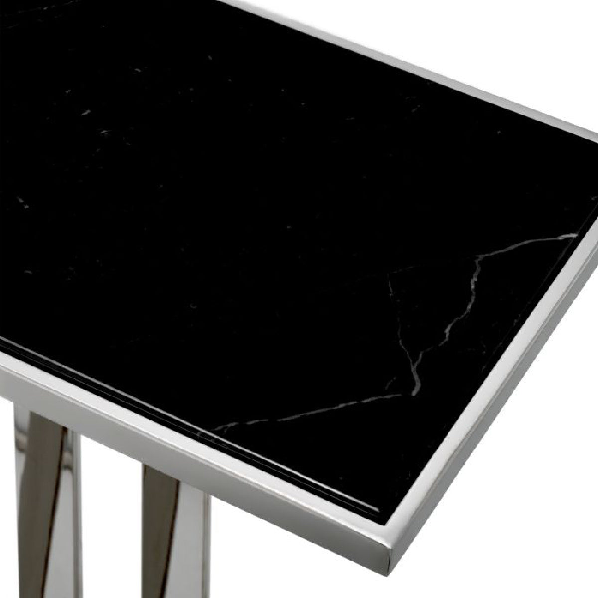 Console argentée en marbre noir Deco