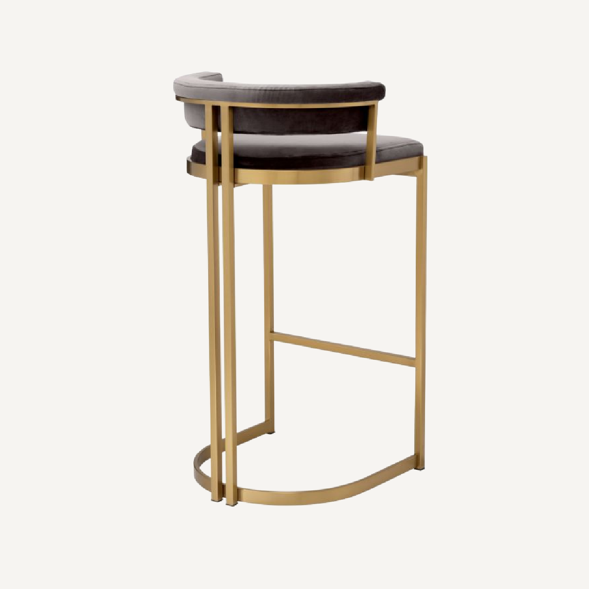 Chaise de bar dorée en velours marron