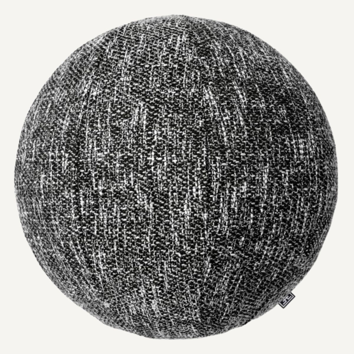 Coussin rond en tissu noir Cambon L