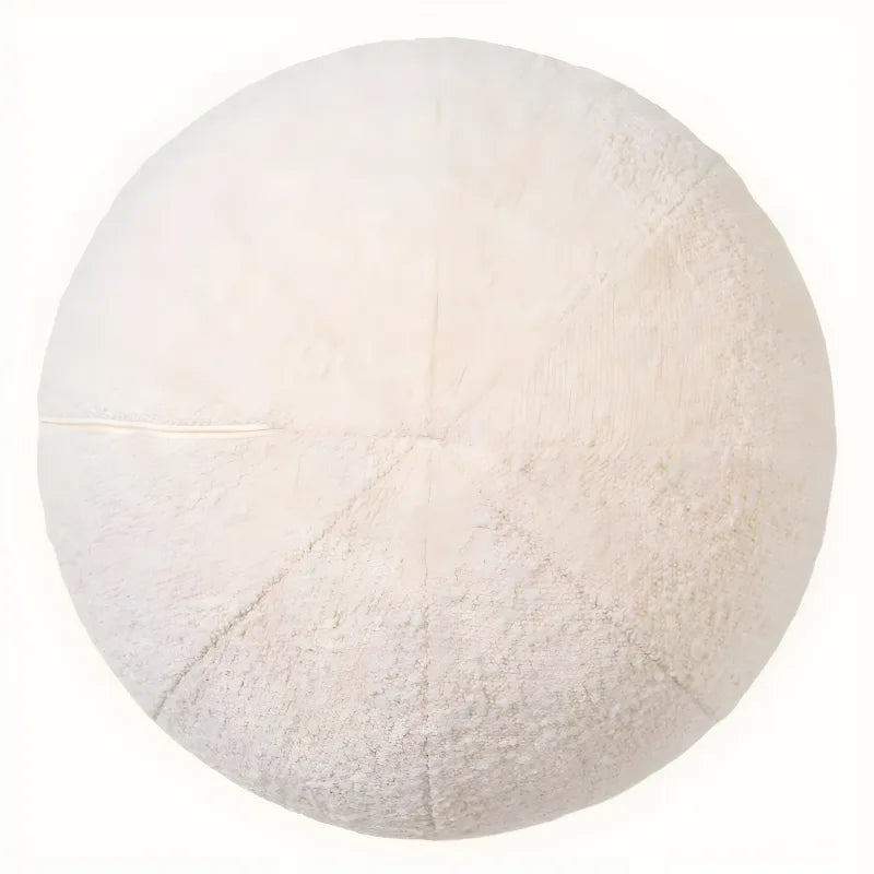 Coussin rond bouclé crème L