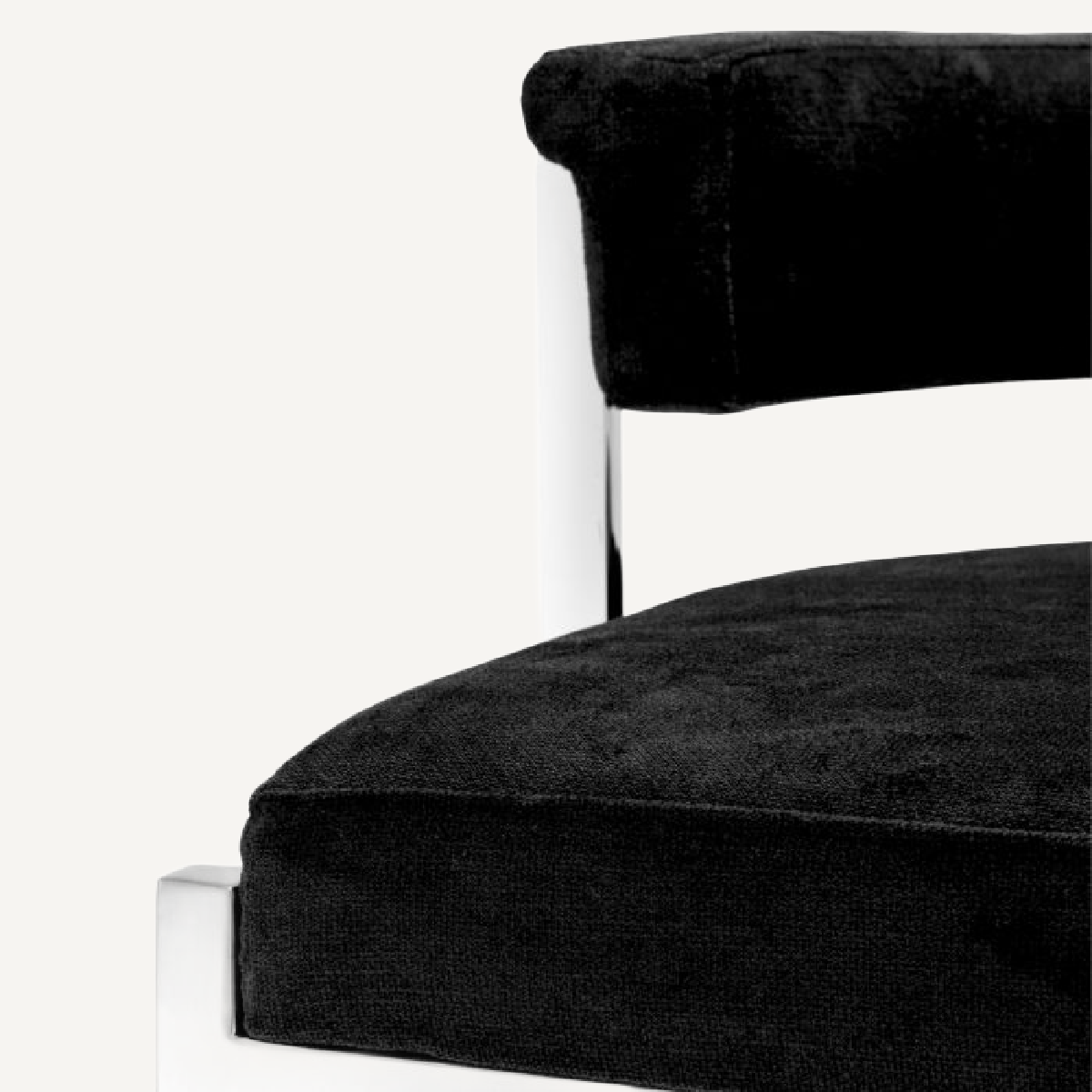 Chaise de bar argentée en velours noir