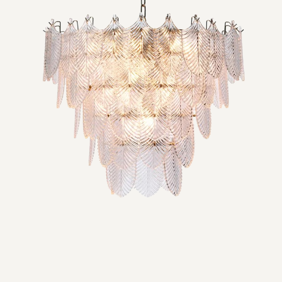 Lustre nickelé en verre transparent S
