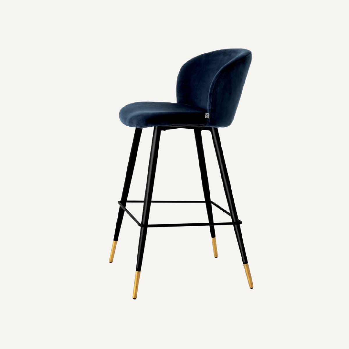 Chaise de bar en velours bleu nuit