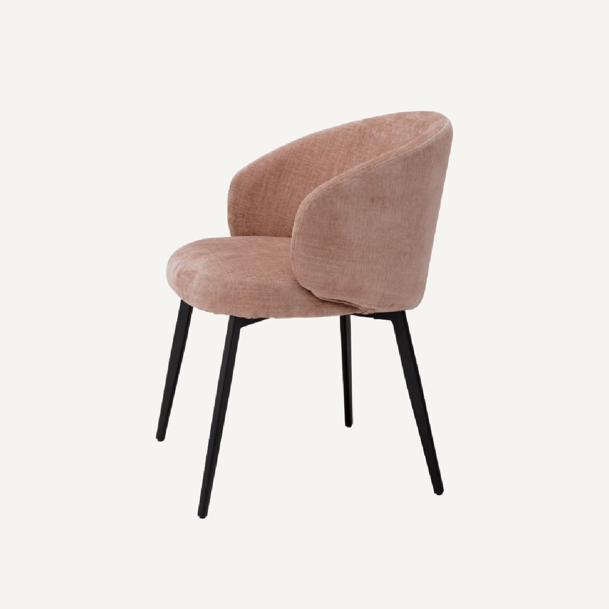 Chaise de salle à manger avec accoudoirs en tissu rose (lot de 2)