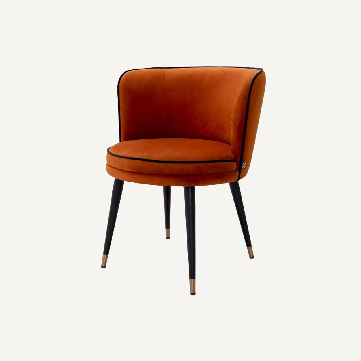Chaise de salle à manger en velours orange