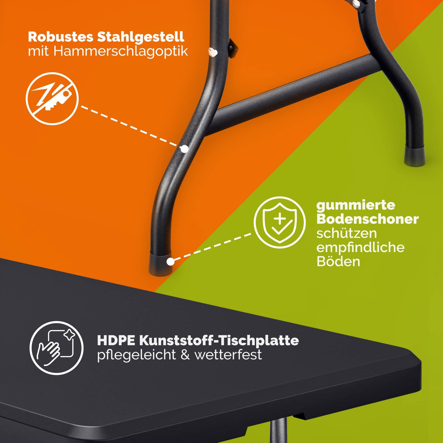 Table pliante anthracite 183x76 cm en plastique résistant