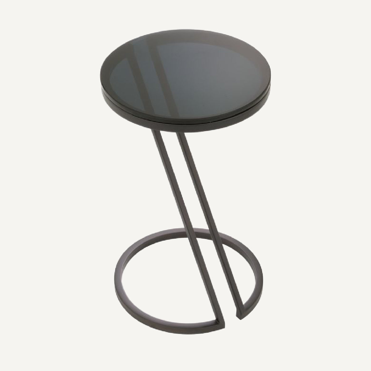 Table d'appoint en bronze et verre fumé