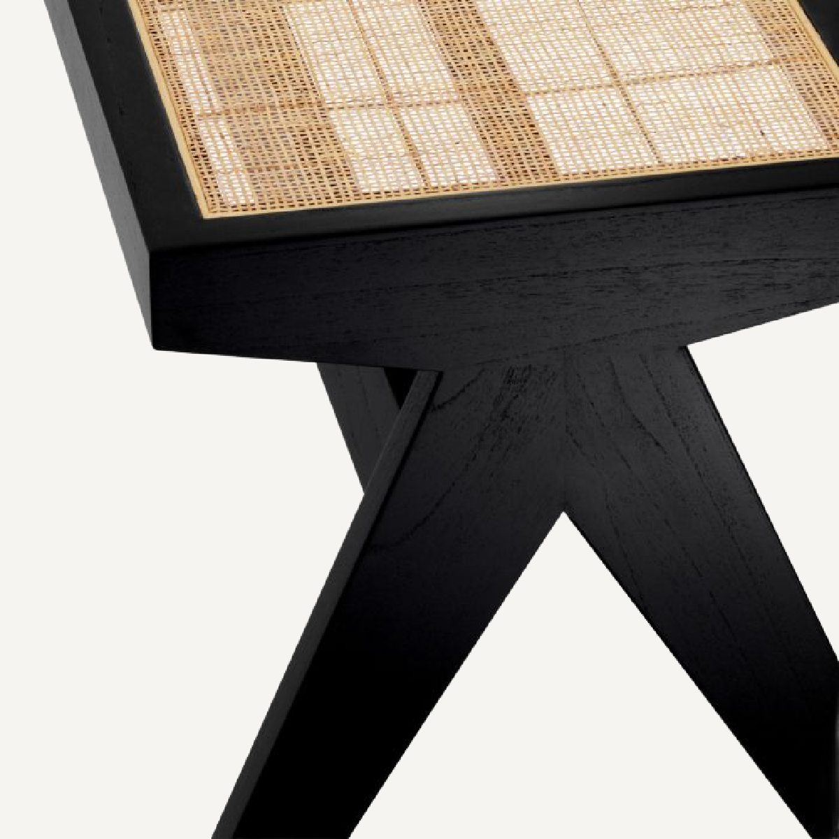 Banc en rotin et en bois noir