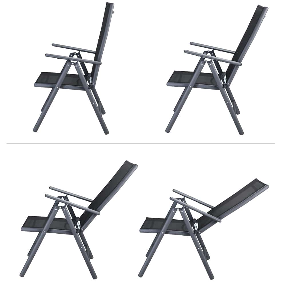Ensemble de jardin Bern anthracite en aluminium 9 pièces
