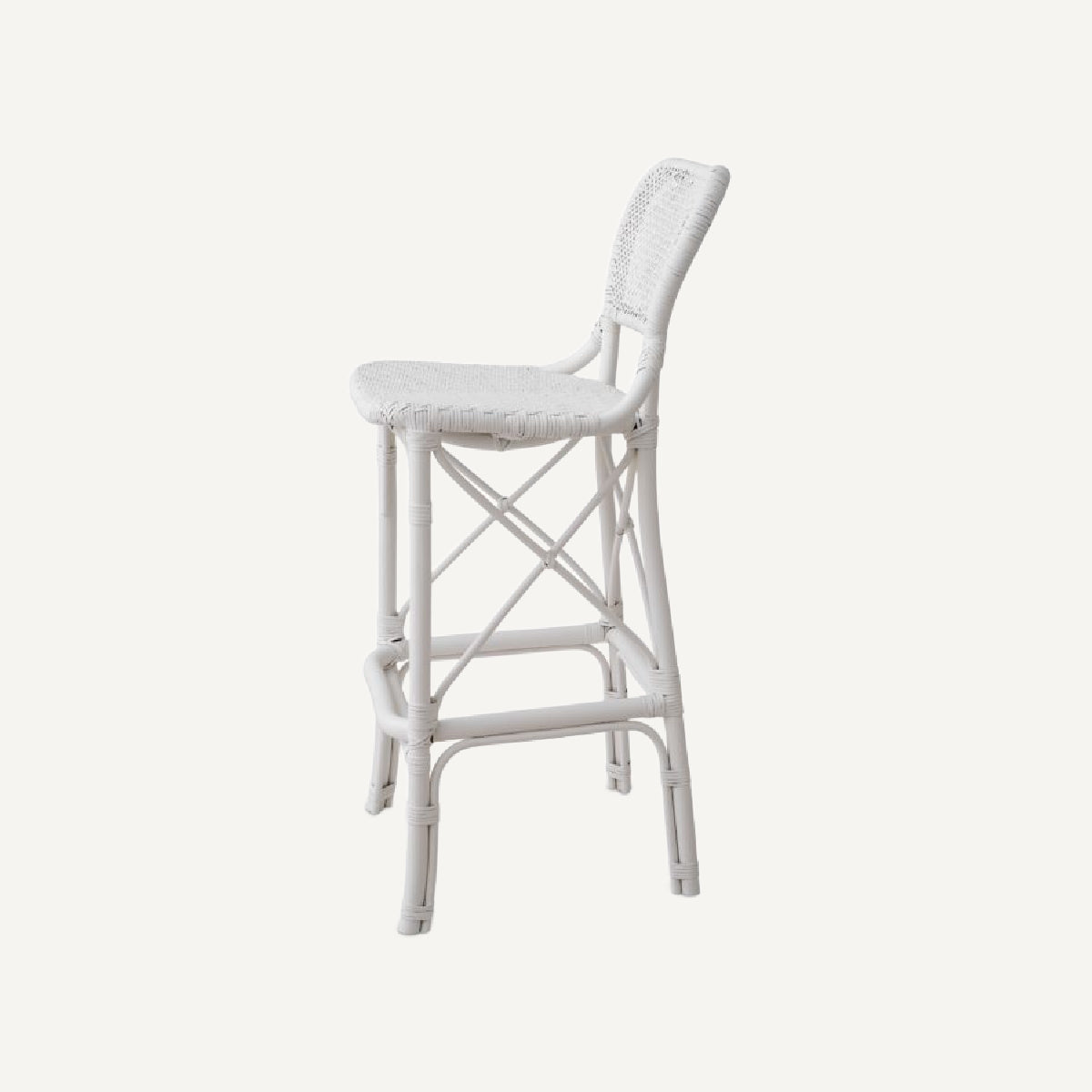 Chaise de bar blanche en rotin