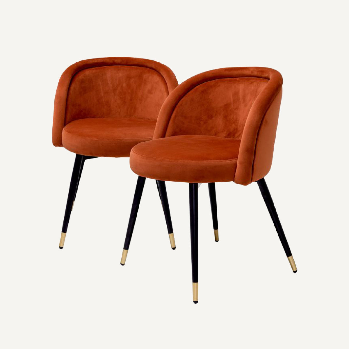Chaise de salle à manger en velours orange (lot de 2)é