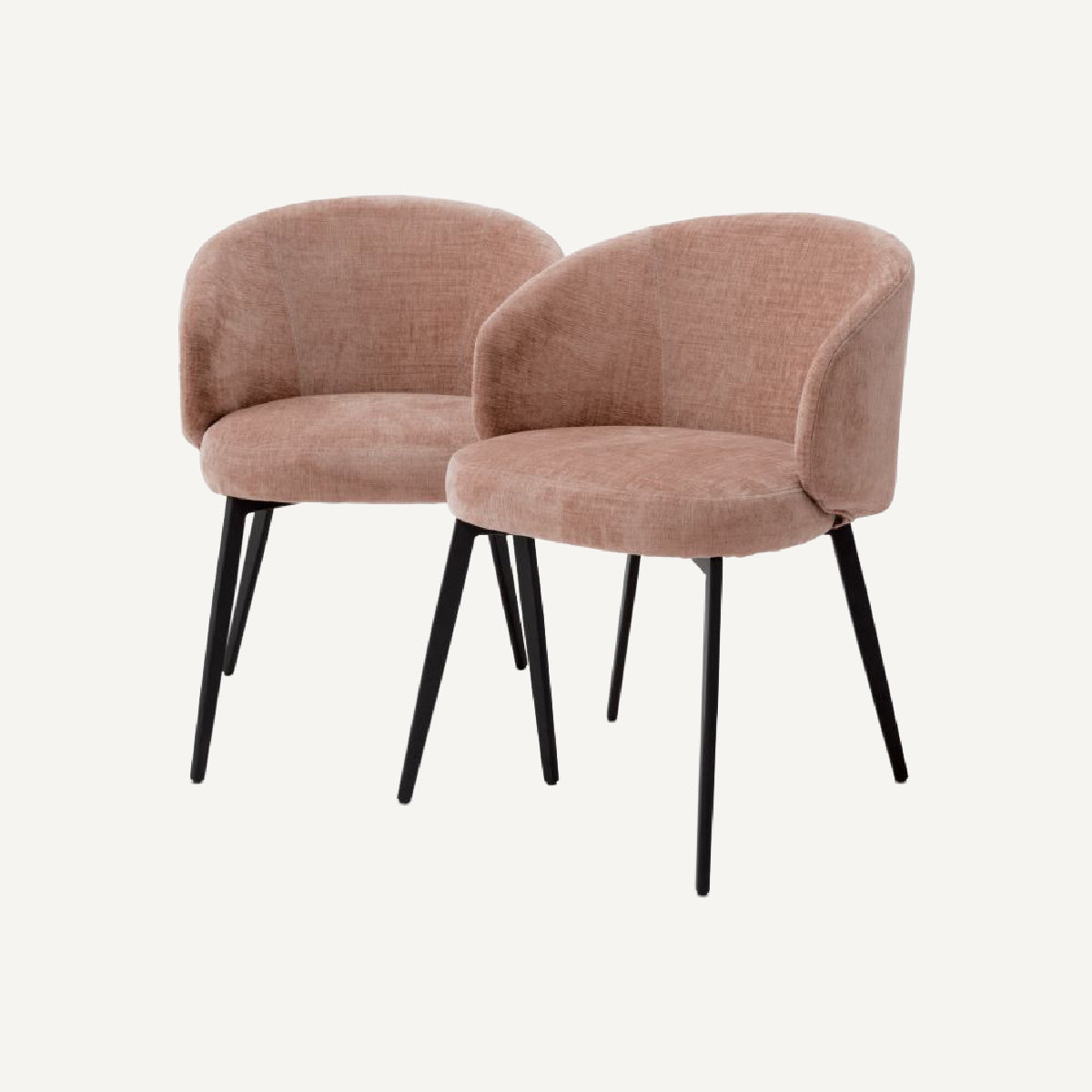 Chaise de salle à manger avec accoudoirs en tissu rose (lot de 2)