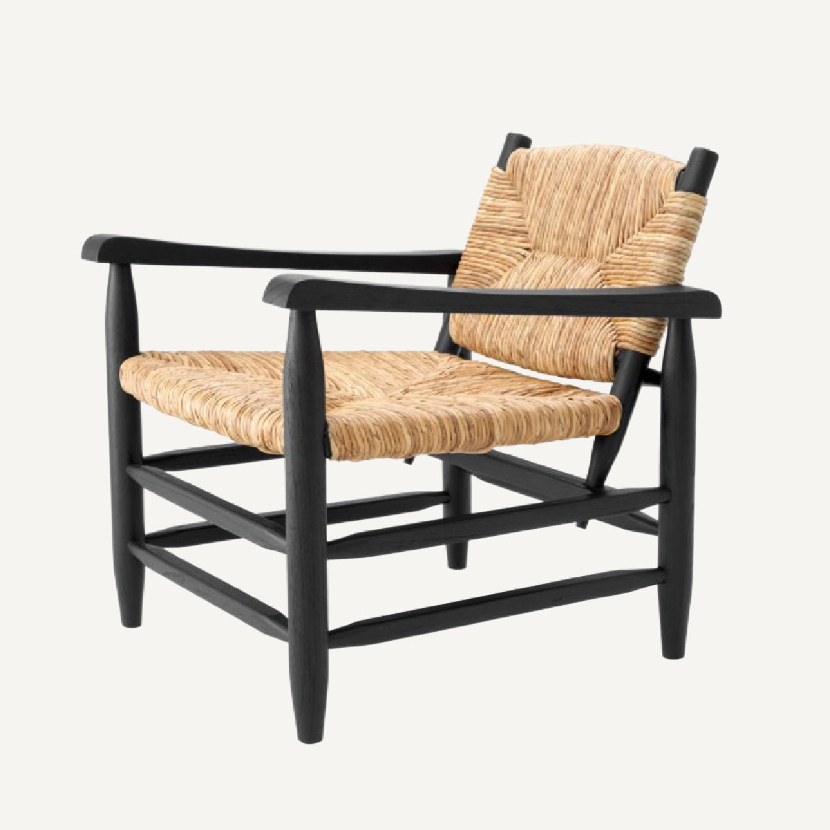 Fauteuil noir en jonc de mer