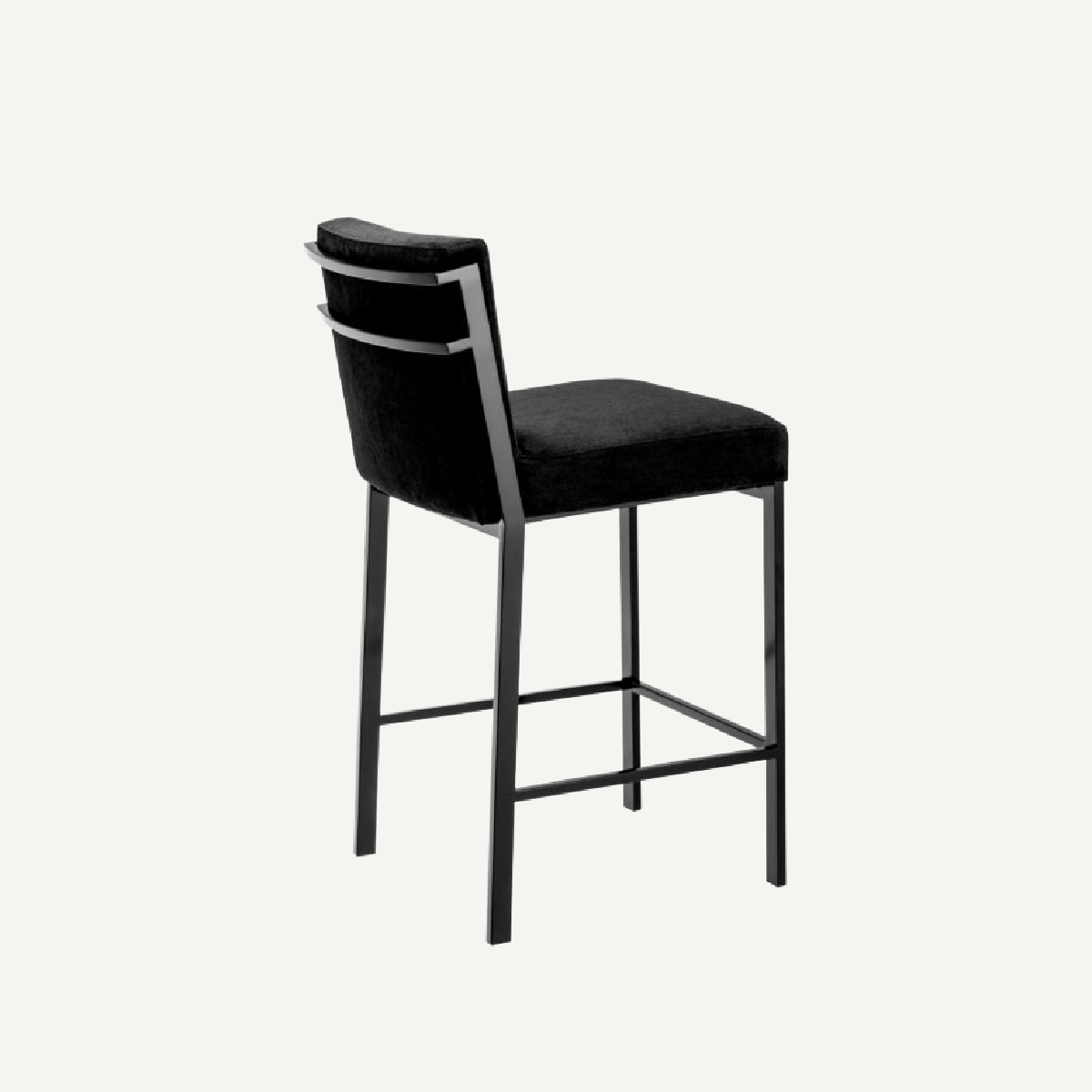 Chaise de comptoir en bronze et velours noir