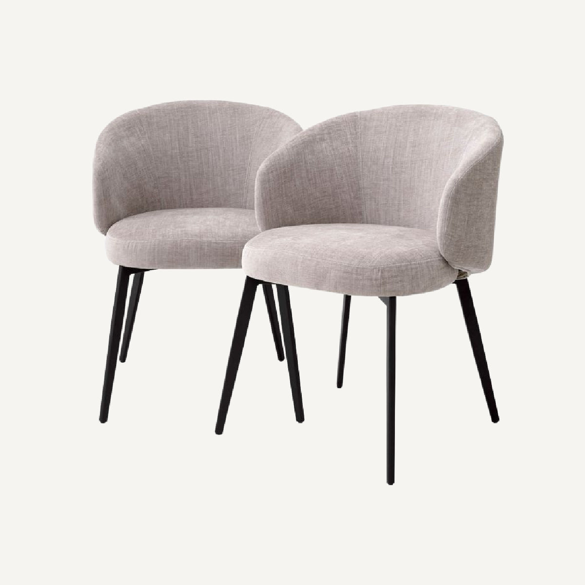 Chaise de salle à manger avec accoudoirs en tissu gris (lot de 2)