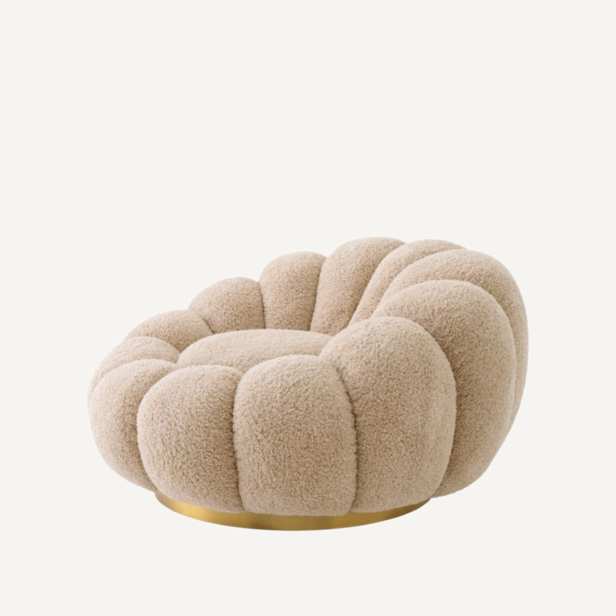 Fauteuil pivotant en tissu molletonné sable