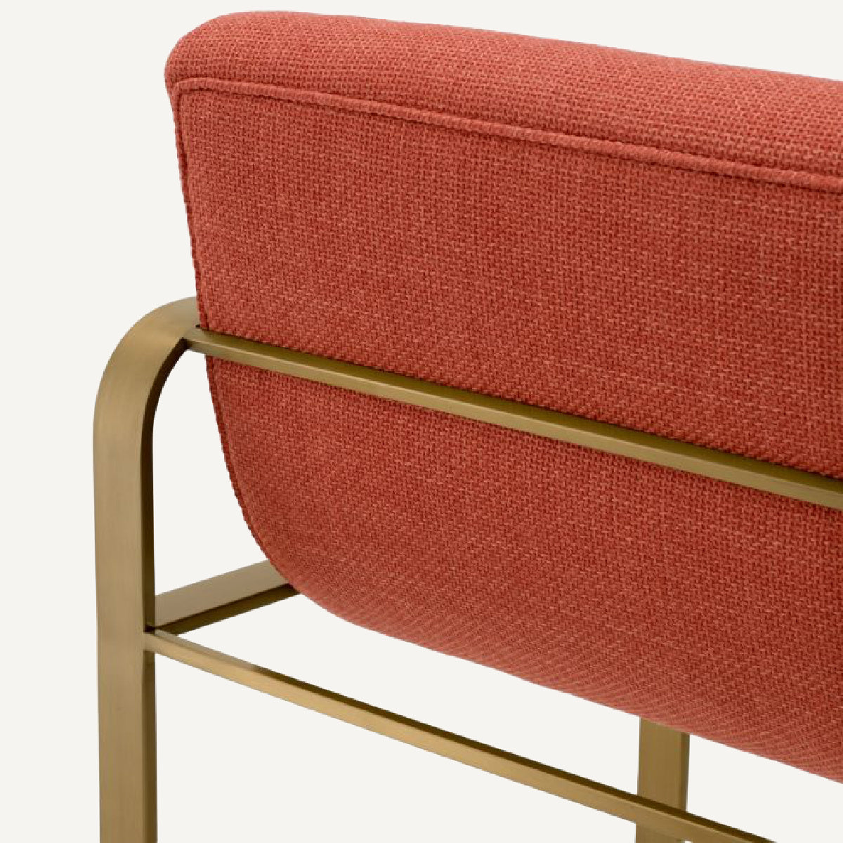 Chaise de bar dorée en tissu orange