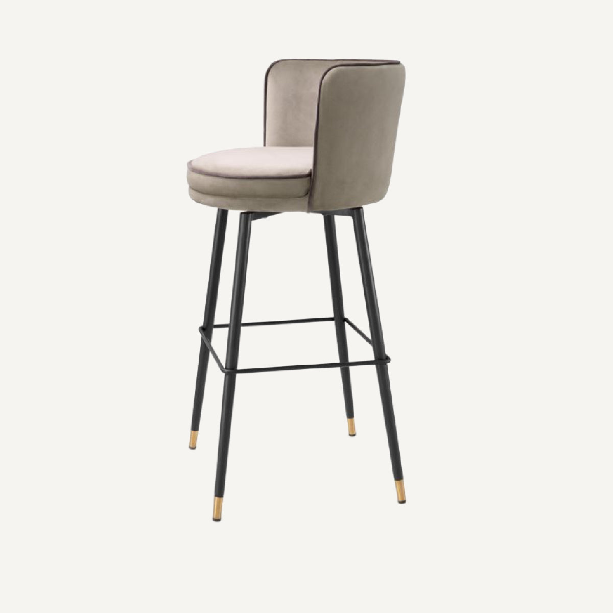 Chaise de bar en velours greige