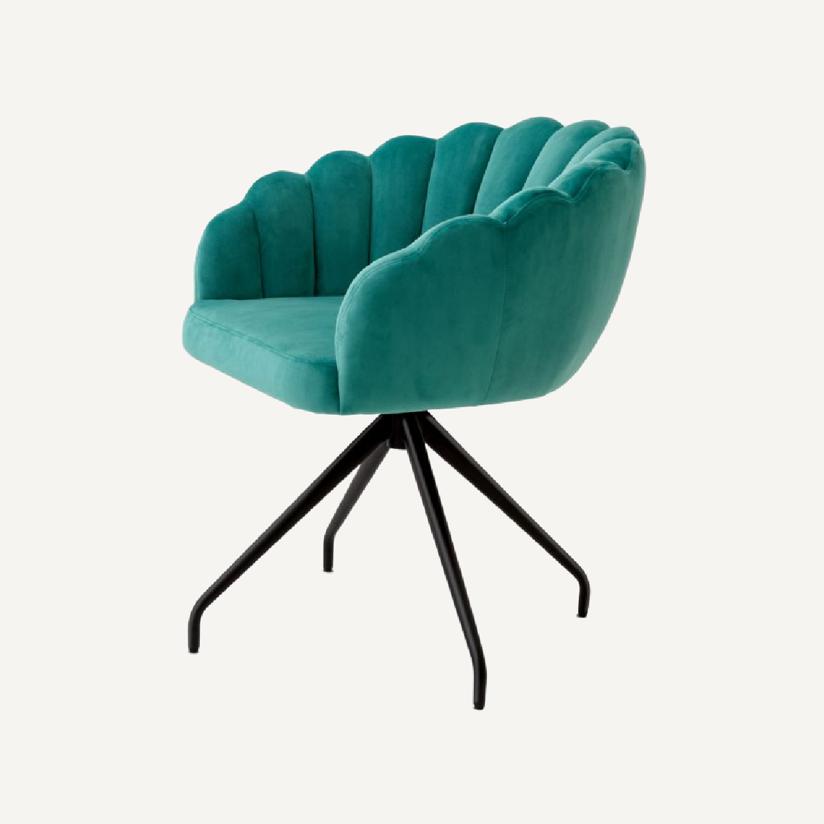 Chaise de salle à manger pivotante en velours turquoise